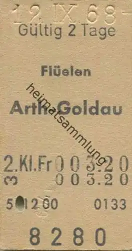 Schweiz - Flüelen Arth-Goldau - Fahrkarte 1968