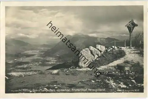 Kreuzeck - Blick auf Garmisch-Partenkirchen Loisachtal Krottenkopf und Herzogstand - Foto-Ansichtskarte