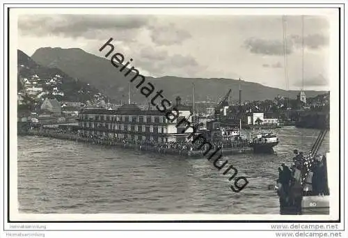 Bergen - Hafen - Foto-AK 30er Jahre