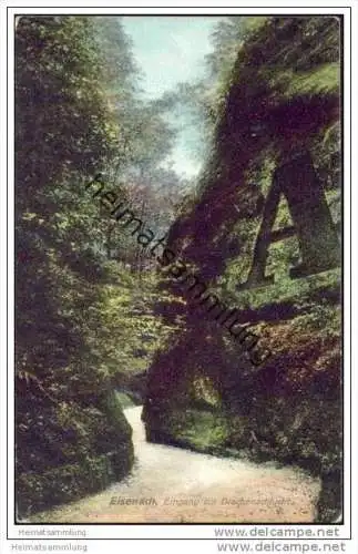 Eisenach - Eingang zur Drachenschlucht - Verlag Ottmar Zieher München - Bahnpost Erfurt - Ritschenhausen Zug 283