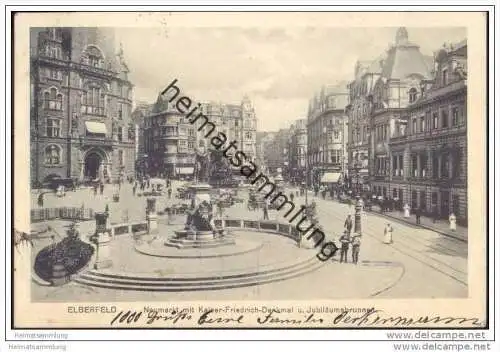 Wuppertal-Elberfeld - Neumarkt mit Kaiser-Friedrich-Denkmal und Jubiläumsbrunnen