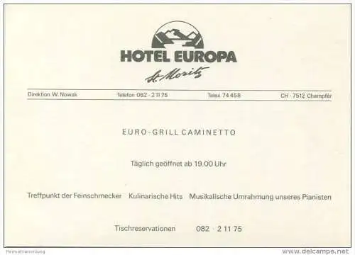 Campfer - Hotel Europa - Euro-Grill Caminetto - AK Grossformat - rückseitig Werbung