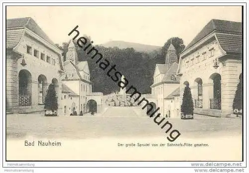 Bad Nauheim - Bahnhofs-Allee mit großem Sprudel
