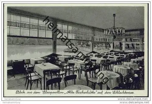 Berlin-Zehlendorf - Blick aus dem Glaspavillon ""Alte Fischerhütte"" auf den Schlachtensee - Inhaber Walter Meinecke