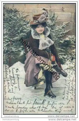 Frau mit Schlittschuhen