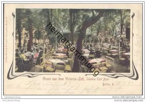 Berlin-Moabit - Gruss aus dem Victoria-Zelt Inhaber Carl Apel