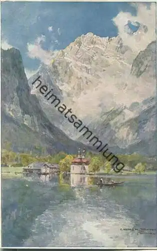 St. Bartholomä - Künstlerkarte E. Harrison Compton - Verlag Eugen Richter Berchtesgaden-Königsee