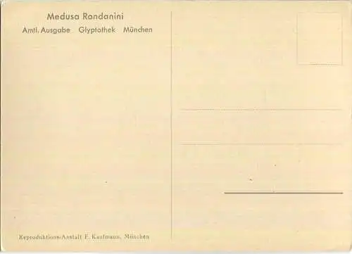 Medusa Rondanini - Amtl. Ausgabe - Glyptothek München - Verlag F. Kaufmann München