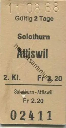 Schweiz - Solothurn Attiswil - Fahrkarte 1968