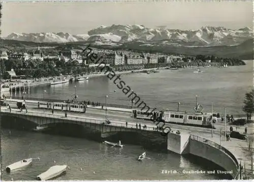 Zürich - Quaibrücke und Utoquai - Strassenbahn - Foto-AK Grossformat - Verlag Photoglob-Wehrli AG Zürich