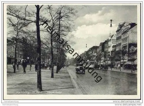 Hamburg - St. Pauli - Reeperbahn - Strassenbahn - Foto-AK Grossformat