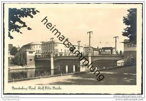 Brandenburg/Havel - Adolf Hitler Brücke - Strassenbahn - Foto-AK 30er Jahre