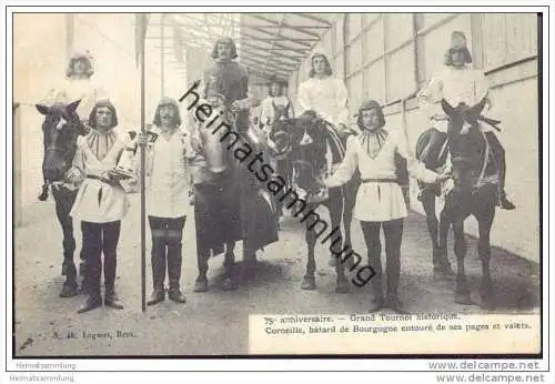 75e Anniversaire - Grand Tournoi historique - Corneille - bâtard de Bourgogne entouré de ses pages et valets
