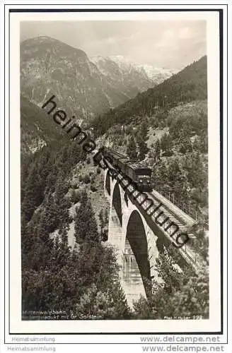 Mittenwaldbahn - Viadukt - Gr. Solstein - Foto-AK