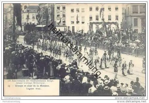 75e Anniversaire de l'Indépendance Belge - Grande Cortège Historique - Groupe et char de la Moisson