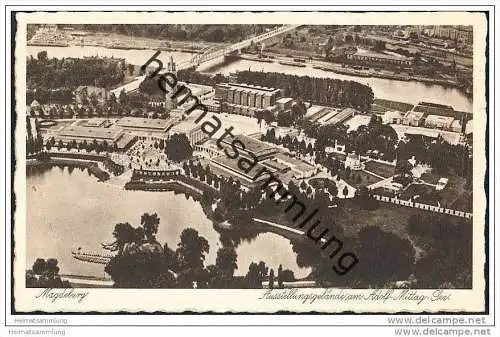 Magdeburg - Ausstellungsgelände am Adolf Mittag-See - Luftaufnahme 30er Jahre