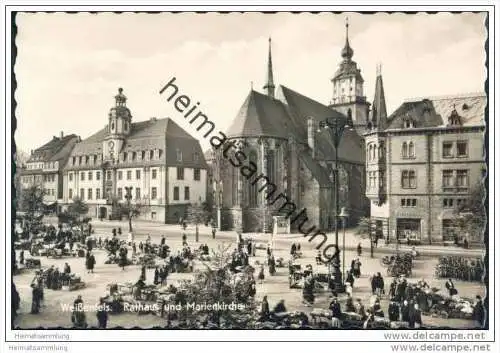 Weissenfels - Rathaus - Marienkirche - Markt - Foto-AK 1961