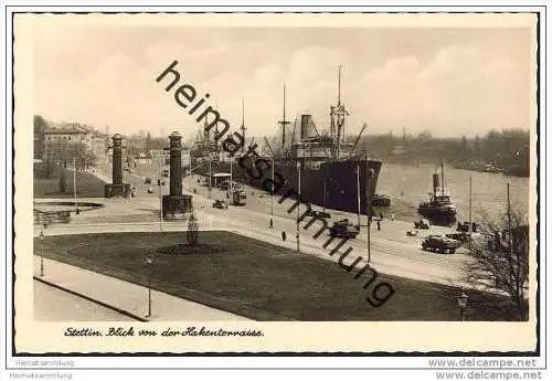 Stettin - Blick von der Hakenterrasse - Foto-AK 30er Jahre