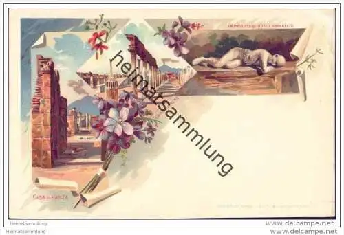 Pompei - Casa di Panza - Künstlerkarte ca. 1900