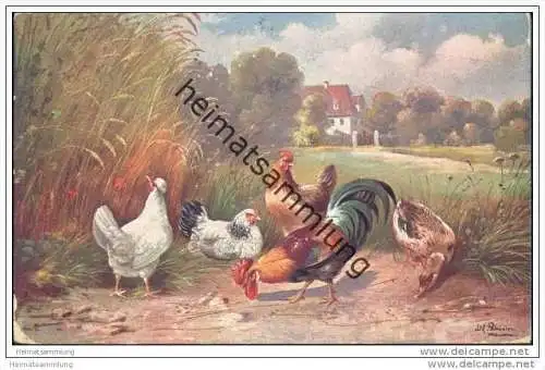 Hühner - Ente - signiert Alfred Schönian München