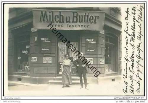 Dresden - Wartburgstrasse 21 - Milch und Butter Alfred Teschner - Foto-AK