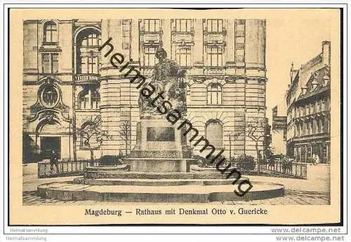Magdeburg - Rathaus mit Denkmal Otto von Guericke - 20er Jahre