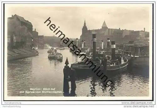 Berlin - Spree vom Mühlendamm - Dampfer - Foto-AK 20er Jahre