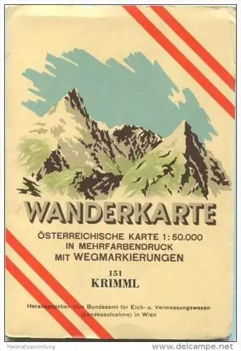 151 Krimml 1959 - Wanderkarte mit Umschlag - Österreichischen Karte 1:50.000 - Herausgegeben vom Bundesamt für Eich- u.
