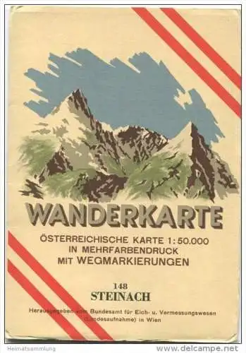 148 Steinach 1950 - Wanderkarte mit Umschlag - Österreichischen Karte 1:50.000 - Herausgegeben vom Bundesamt für Eich- u