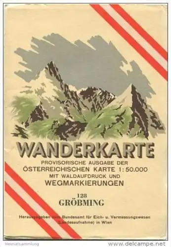 128 Gröbming 1953 - Wanderkarte mit Umschlag - Provisorische Ausgabe der Österreichischen Karte 1:50.000 - Herausgegeben