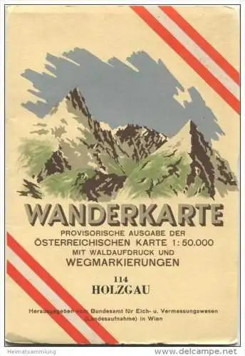 114 Holzgau 1952 - Wanderkarte mit Umschlag - Provisorische Ausgabe der Österreichischen Karte 1:50.000 - Herausgegeben