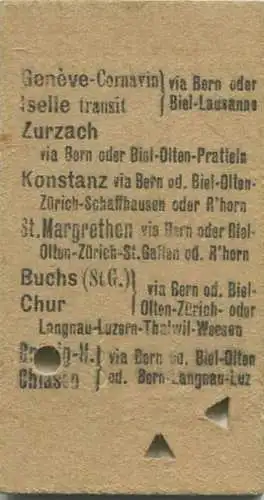 Schweiz - Schnellzugzuschlag für Hin- und Rückfahrt ab Lyss für die Zone 4 - Fahrkarte 3. Klasse 1947