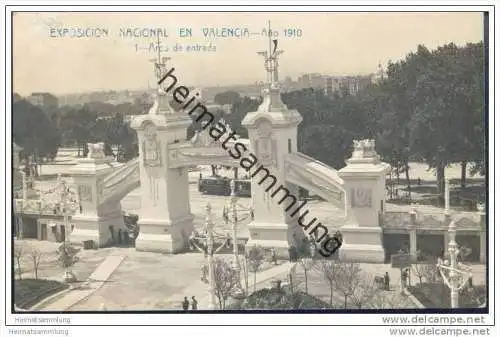 Valencia - Exposicion Nacional ano 1910 - 1-Arco de entrada - Foto-AK - Strassenbahn
