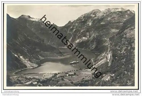 Utsigt over Geirangerfjorden - Foto-AK 30er Jahre