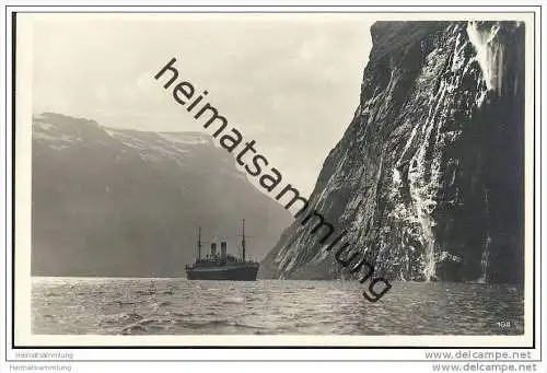 Geirangerfjord - Schleierwasserfälle - Foto-AK 30er Jahre