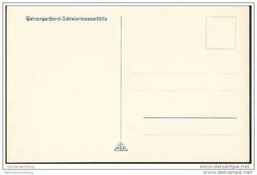 Geirangerfjord - Schleierwasserfälle - Foto-AK 30er Jahre