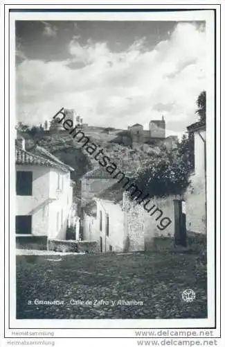 Granada - Calle de Zafra y Alhambra - Foto-AK 30er Jahre