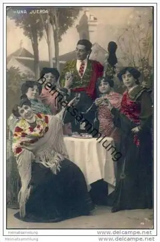 Espana - Una Juerga - Spanische Künstler - Foto-AK handkoloriert ca. 1910