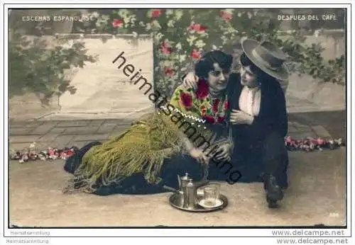 Espana - Escenas Coreras - Despues del Cafe - Spanische Künstlerinnen - Foto-AK 1910