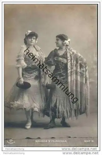 Espana - Negrita y Pilar Cilla - Spanische Künstlerinnen - Foto-AK ca. 1910