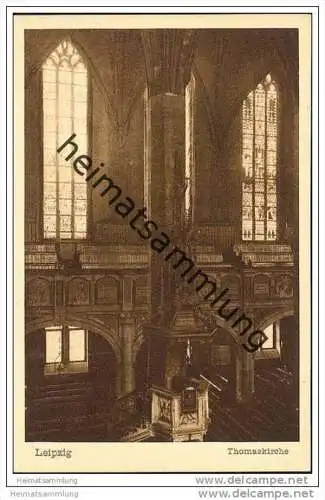 Leipzig - Thomaskirche - Kanzel mit Südempore - Gustav-Adolf- und Lutherfernster