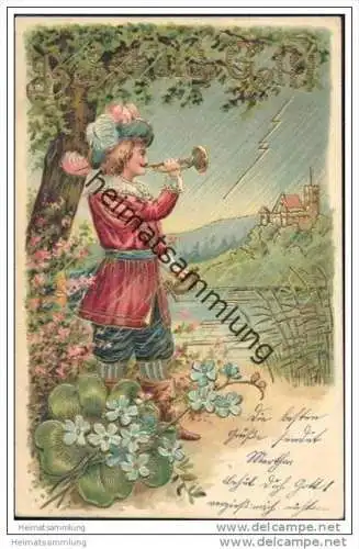 Behüt dich Gott - Gold-Prägedruck - Vergissmeinnicht