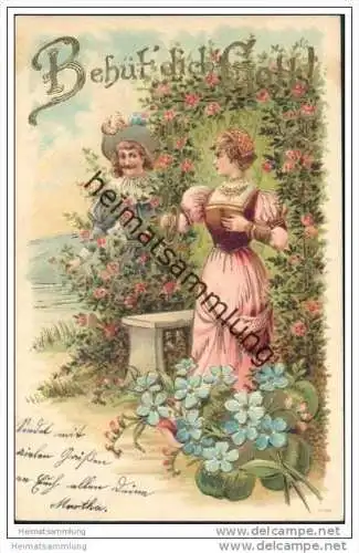 Behüt dich Gott - Gold-Prägedruck - Vergissmeinnicht