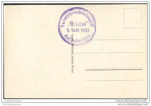 Seemotorschnellschiff Preussen - Linie Swinemünde Zoppot Pillau Memel - Bordstempel 1930