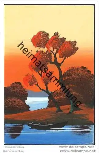 Handgemalt - Insel mit Bäumen