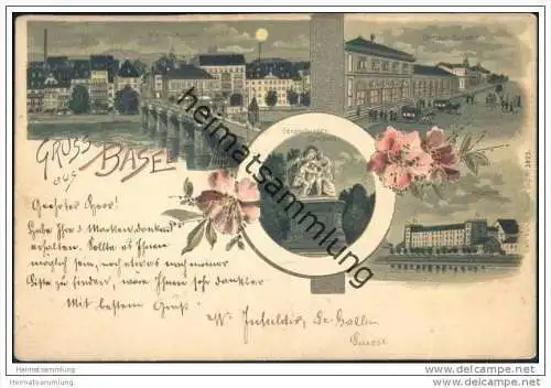 Gruss aus Basel - Kaserne - Klein-Basel - Central-Bahnhof