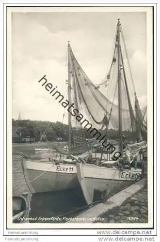 Eckernförde - Fischerboote im Hafen - Foto-AK