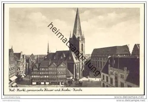 Kiel - Markt - persianische Häuser und Nicolai-Kirche