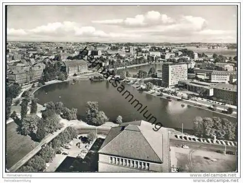 Kiel - Blick vom Rathausturm - Strassenbahn - Foto-AK Grossformat