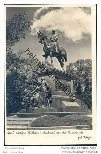 Kiel - Kaiser Wilhelm I - Denkmal vor der Universität - Foto-AK